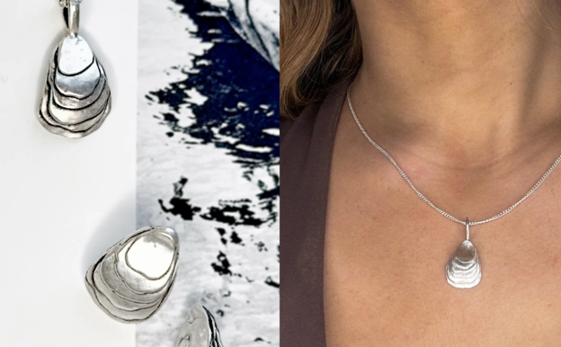 Sterling Silver Brackish Oyster Charm Necklace
